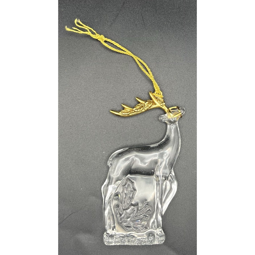 Vintage Glass Reindeer With Gold Horns Christmas ornament Czech